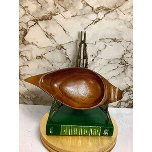 Vtg Carved Wooden Console Bowl Diamond Shaped Philippines Rudy’s Woodcraft